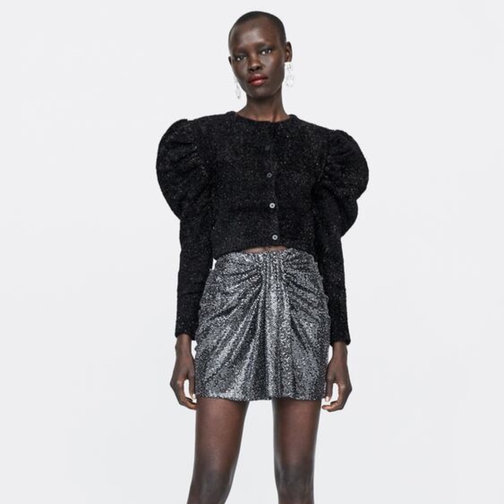 ZARA Woman Evening Collection Sequin Mini Skirt